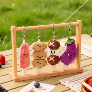 Set de porte-clés en peluche mignons avec designs de popsicles, dango et champignons.