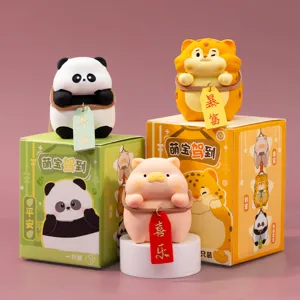 Simpatico Portachiavi in Resina Animale Panda Maiale Leopardo Ciondolo per Borsa Blind Box Accessori per Donne Ragazze Regalo Portachiavi in Resina Cartone Animato Con Etichetta Benedizione