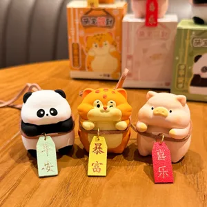 Simpatico portachiavi panda in resina e animale, adorabile ciondolo borsa scatola misteriosa.