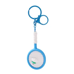 Portachiavi Creativo Racchetta da Badminton Ciondolo per Borsa Sportiva in PVC Lega di Zinco Ciondolo Ornamento per Zaino Regalo