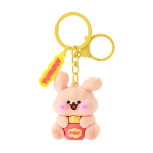 Porte-clés Mignon Lapin Pop-Corn en Résine Plastique Dessin Animé Pendentif de Sac pour Femmes Filles Cadeau Accessoires