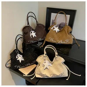 Korean style polka dot tote bag large capacity casual shoulder bag for women autumn new