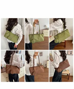 Minimalist large capacity tote bag for women, casual commuter shoulder handbag with purse.