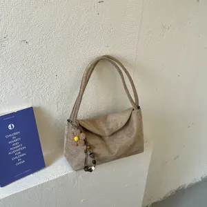 Sac à bandoulière en suédine minimaliste pour femme, cabas marron élégant, sac à main quotidien.