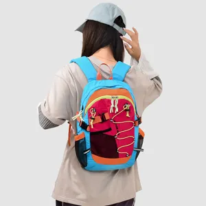 Colorful outdoor mountaineering backpack with multiple pockets and durable casual design