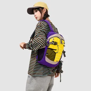 Outdoor sports backpack detail view, large capacity casual waterproof travel bag for men and women.