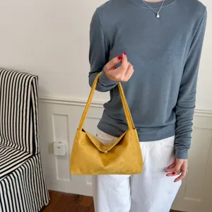 Femme mode sac à épaule daim décontracté automne sac à main minimaliste navette sac sous bras