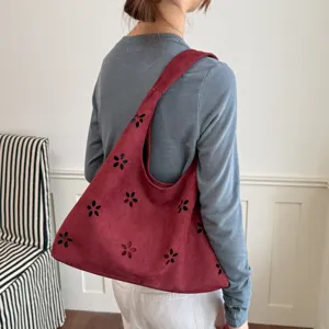 Donna borsa a spalla in camoscio casual grande capacità borsa morbida retrò borsa da lavoro