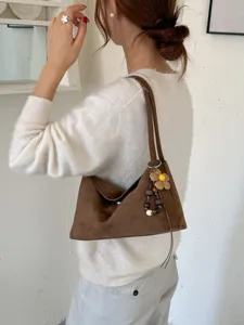 Femmes Marron Suède Sac Bandoulière Automne Chic Design de Niche Sac Hobo Cabas