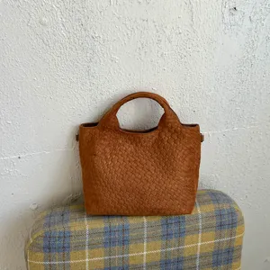 Bolso de mano tejido elegante para mujer, gran capacidad, estilo casual para oficina.