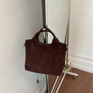 Bolso tote tejido marron estilo vintage bolso de hombro chic para mujer de uso diario