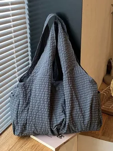 Bolso Tote de Cuadros de Gran Capacidad Casual para Mujer Bolso de Hombro con Múltiples Bolsillos Bolso de Mano de Estudiante de Commuter de Moda