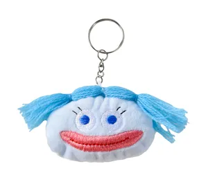 Süßer blauer Plüsch Alien Zöpfe Monster Schlüsselanhänger, weiche Plüschtier Taschenanhänger.