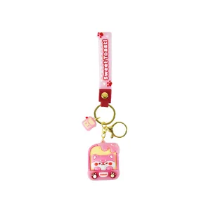 Cute Shiba Inu Toast Keychain Cartoon Bag Pendant Lovely Pink Car Key Ring Fashion Accessories
