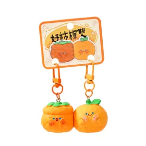 Cute Resin Fruit Keychain Magnetic Couple Persimmon Orange Bag Pendant Cartoon Key Ring Cute Schoolbag Pendant