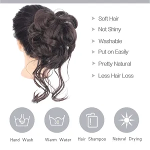 Extention crocchia capelli sintetici ricci marroni pezzo capelli donna look naturale