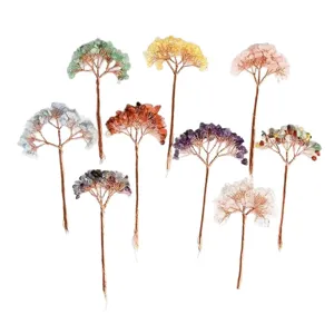 Collection de neuf arbres de cristal faits main en fil de cuivre pour loisirs créatifs