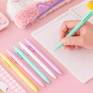 Cute macaron gel pens set, 0.5mm candy color retractable pens for school and office writing.