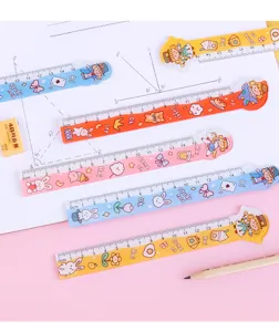Jolie regle droite en plastique translucide 15cm papeterie scolaire outil de mesure mignon colore