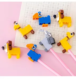 Mini building block animal stationery set creative pencil sharpener student gifts.