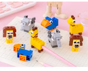 Cute mini animal building block pencil sharpener creative DIY toy stationery gift for kids