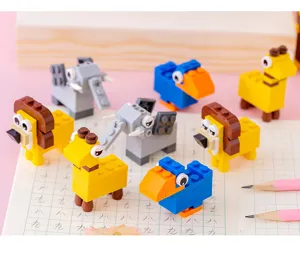 Mini assembly block pencil sharpener cute animal design creative stationery gift for students.