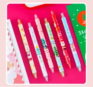 Weihnachten Cartoon Gelschreiber Set, 6 Stk. süße Druckkugelschreiber für Schüler Schreibwaren
