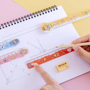 Ensemble de regles transparentes mignonnes avec motifs d'animaux et gommes sur bloc-notes