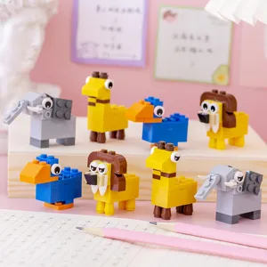 Cute animal building block pencil sharpener creative mini stationery gift for kids.