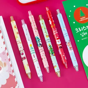 Weihnachten Cartoon Drucken Gelstift Set, süße Studenten Briefpapier schwarze Stifte Geschenk.