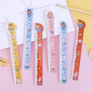 Ensemble de règles transparentes mignonnes pour étudiants, papeterie créative pour dessin et mesure.