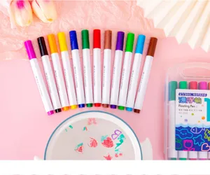 Color magic floating pens set with storage box, water painting pens for kids art creation.