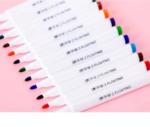 Colorful water floating pens for kids painting, erasable whiteboard marker pens 12 colors