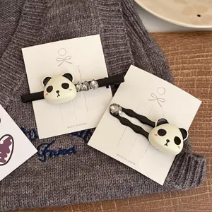 Cute Cartoon Panda Hair Clip Rhinestone Hair Barrettes Sweet Duckbill Side Hairpins Hair Accessories For Women
