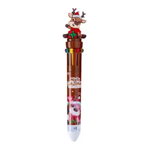 Stylo à bille de Noël 10 couleurs avec ravissant renne, cadeau de papeterie idéal pour étudiants.
