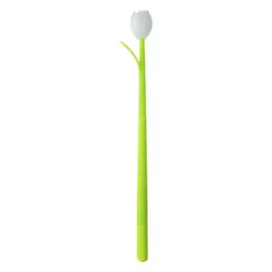 Nüchterner Tulpengelstift mit grüner Stiel und weißer Blume, 0.5mm schwarze Tinte für Schüler.