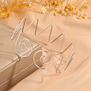 Bracciale da Braccio a Spirale in Acciaio Inossidabile Minimalista da Donna Bracciale Aperto Regolabile a Onda Gioielli Lucidati