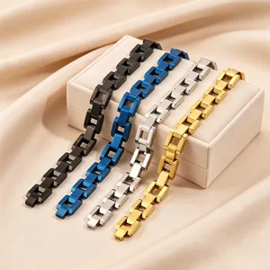 Titanium steel link bracelet multi-color metal fashion jewelry for men hip hop style accessory