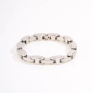 Stainless steel anchor chain bracelet for men, stylish metal link jewelry gift for daily.