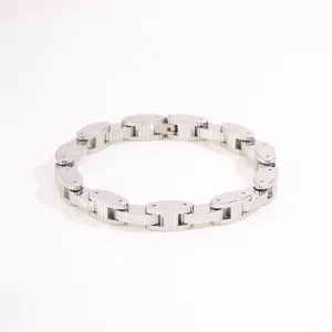 Titanium steel chain bracelet detailed view showcasing unique gear patterned link design