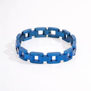 Blue titanium steel chain bracelet for men hip hop statement jewelry accessory
