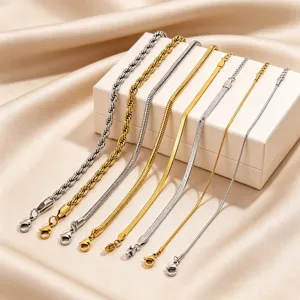 Minimalist Stainless Steel Bracelet For Women Men Gold Silver Plated Snake Chain Paperclip Figaro Link Bracelet Fashion Jewelry Gift
