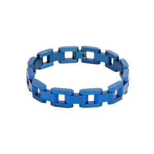 Men's Blue Titanium Steel Link Bracelet Hip Hop Geometric Chain Jewelry for Daily Wear