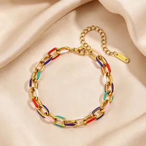 Buntes Emaillierte Büroklammer Kette Armband für Damen trendiger edelstahl modeschmuck.