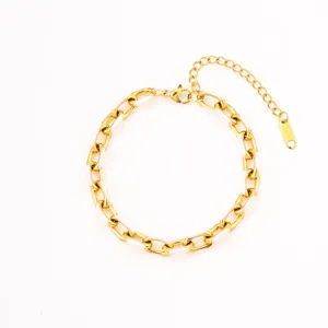 Gediegenes Edelstahl Gold Panzerketten Armband für Damen mit weißem Emaille Alltagsmode Schmuck