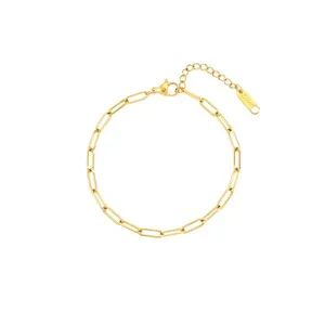 Minimalist stainless steel paperclip chain bracelet for women elegant gold jewelry link.