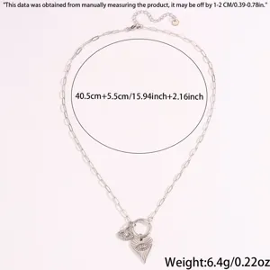 Evil eye heart pendant necklace stainless steel clavicle chain with measurement size info