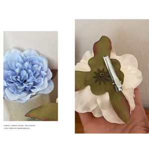 Large peony flower hair clip for women beach vacation cute floral side hair accessories