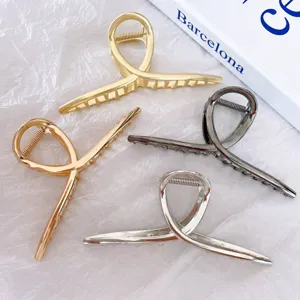 Elegant Metal Large Shark Hair Claw Clip For Women Girls Minimalist Cross Geometric Hair Jaw Clip Non-Slip Alloy Hairpins Hair Accessories