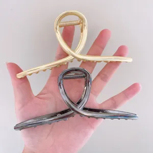 Minimalist metal hair claw clip cross shape large hair catch clamp for women accessories